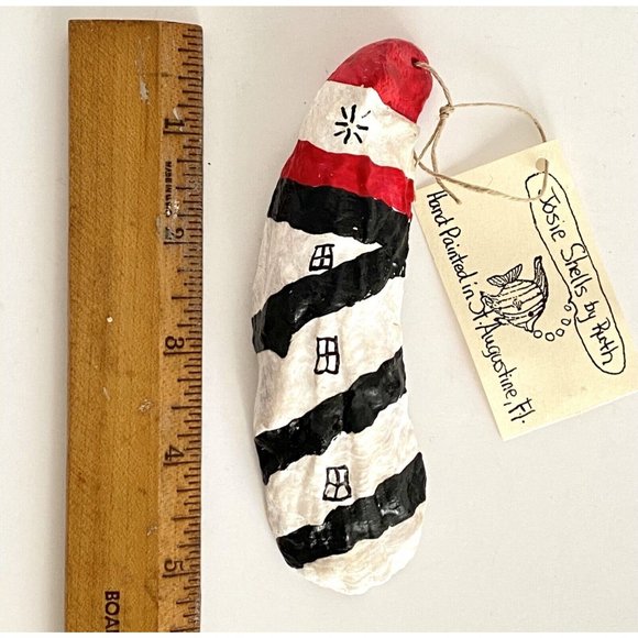 Oyster Shell Lighthouse Hand Painted Ornament Josie Shells by Ruth Florida NWT - Picture 4 of 5